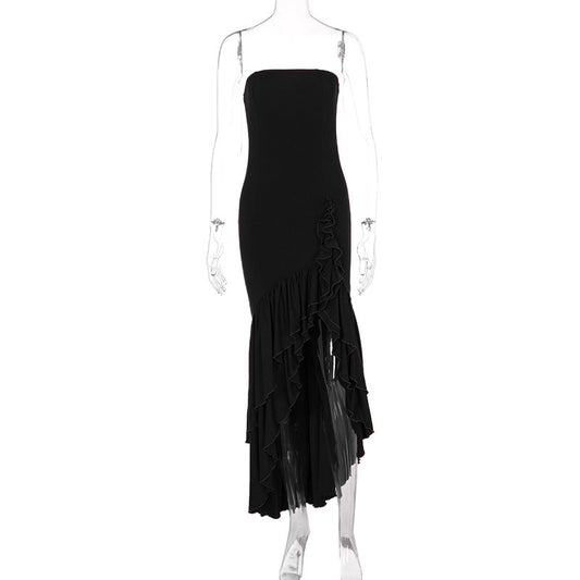 Strapless irregular sleeveless dress