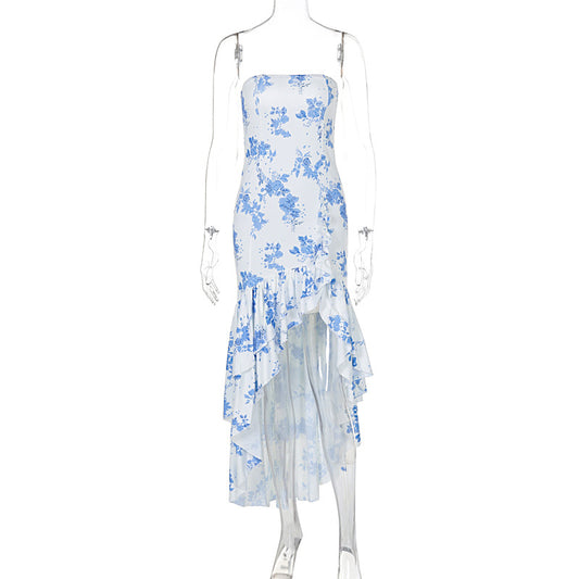 Strapless irregular sleeveless dress