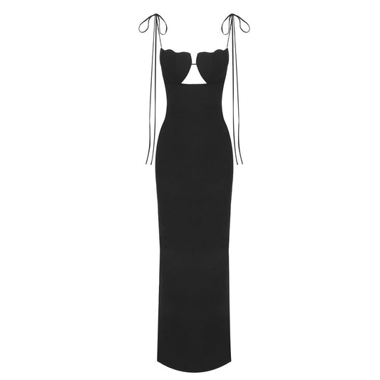 Strapless long black dress