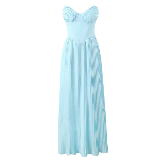 Strapless pleated dress