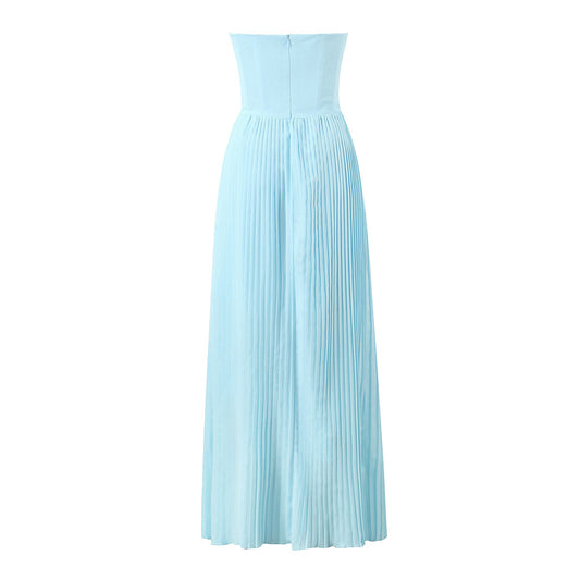Strapless pleated dress