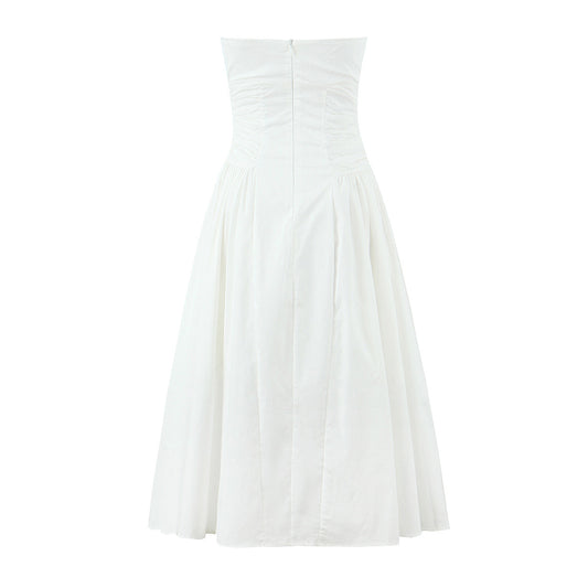Strapless pleated dress