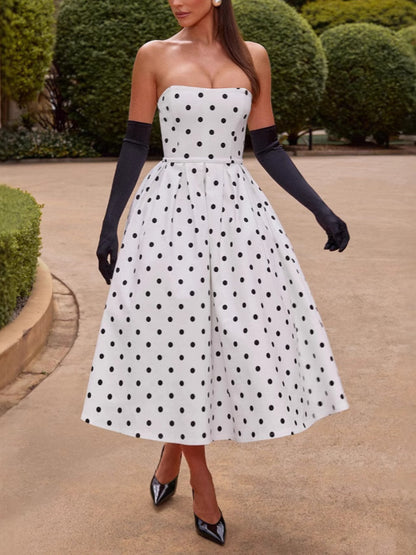Strapless Polka Dot Dress