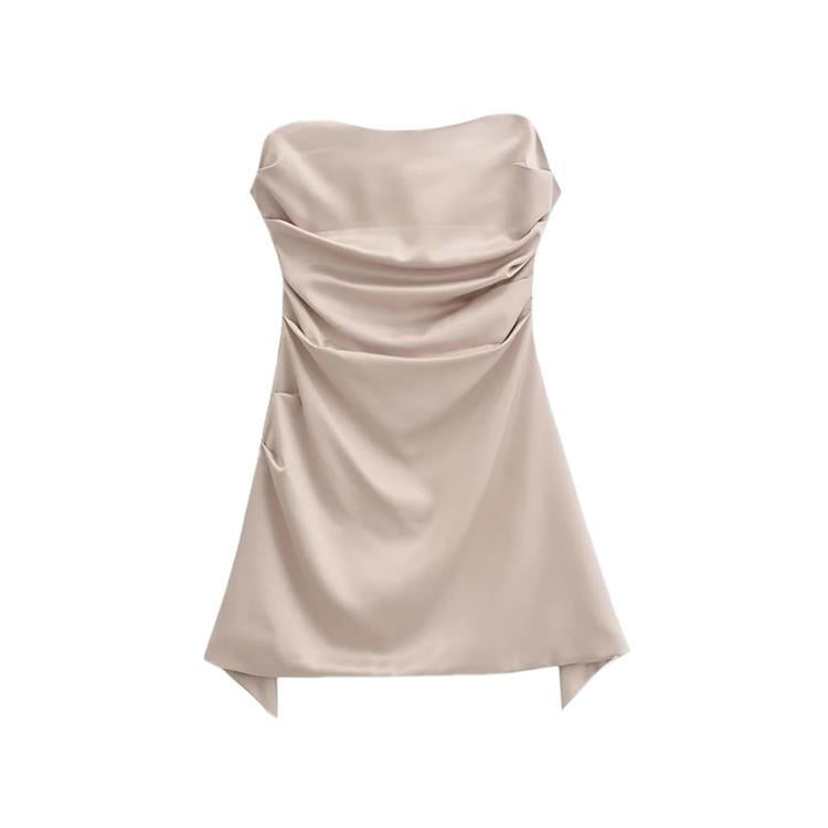 Strapless Slim Fit Asymmetrical Short Skirt