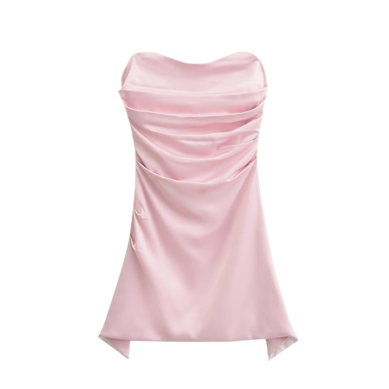 Strapless Slim Fit Asymmetrical Short Skirt