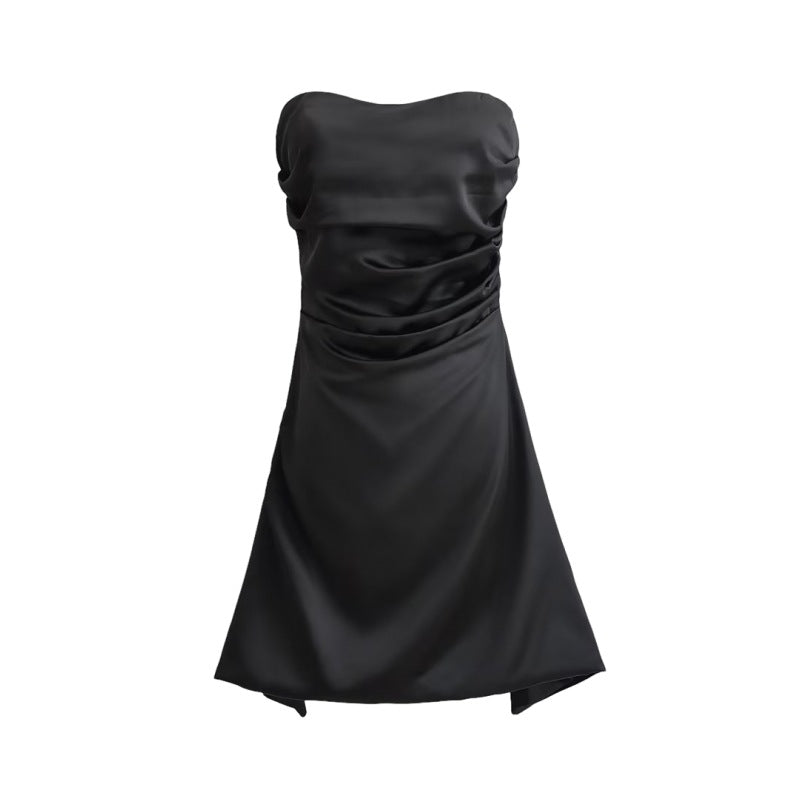 Strapless Slim Fit Asymmetrical Short Skirt