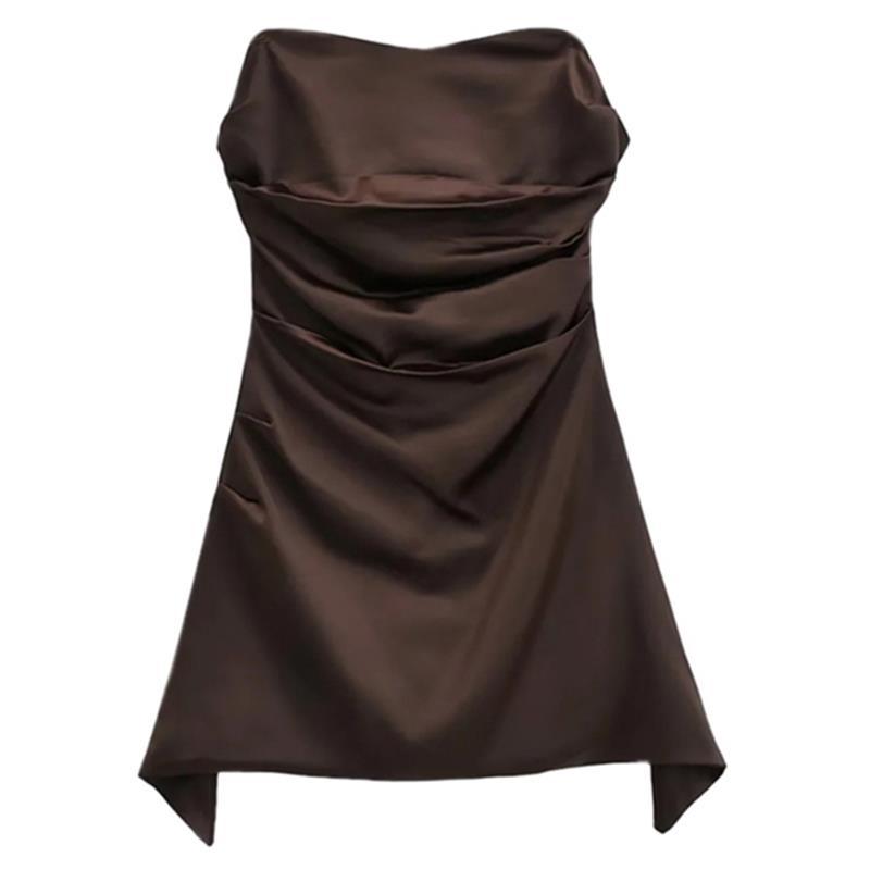 Strapless Slim Fit Asymmetrical Short Skirt