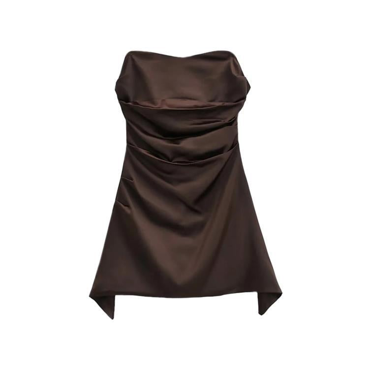 Strapless Slim Fit Asymmetrical Short Skirt