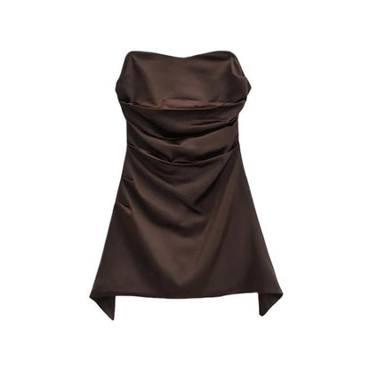 Strapless Slim Fit Asymmetrical Short Skirt