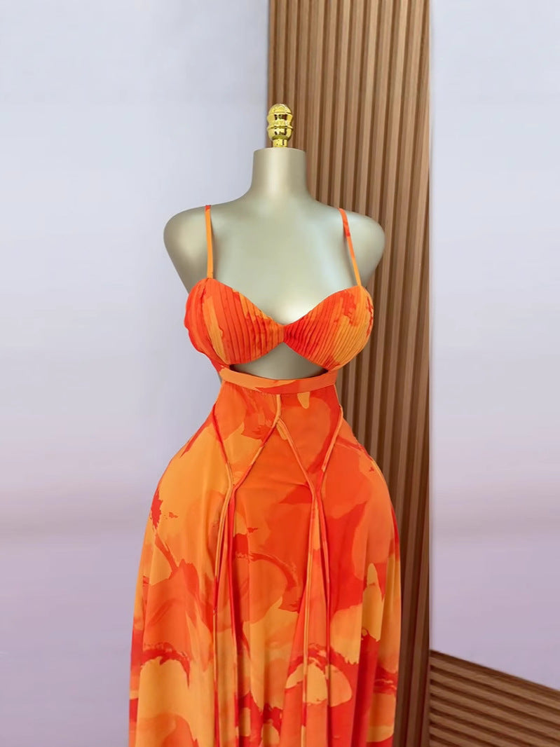 Strapless Tie-Dye Chiffon Long Dress