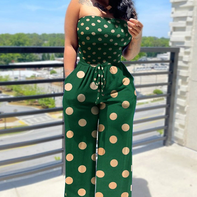 Strapless top and fitted one-piece pants