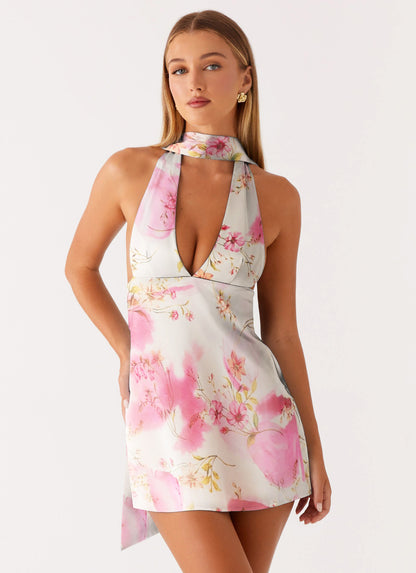 Strapless V-neck Backless Mini Dress