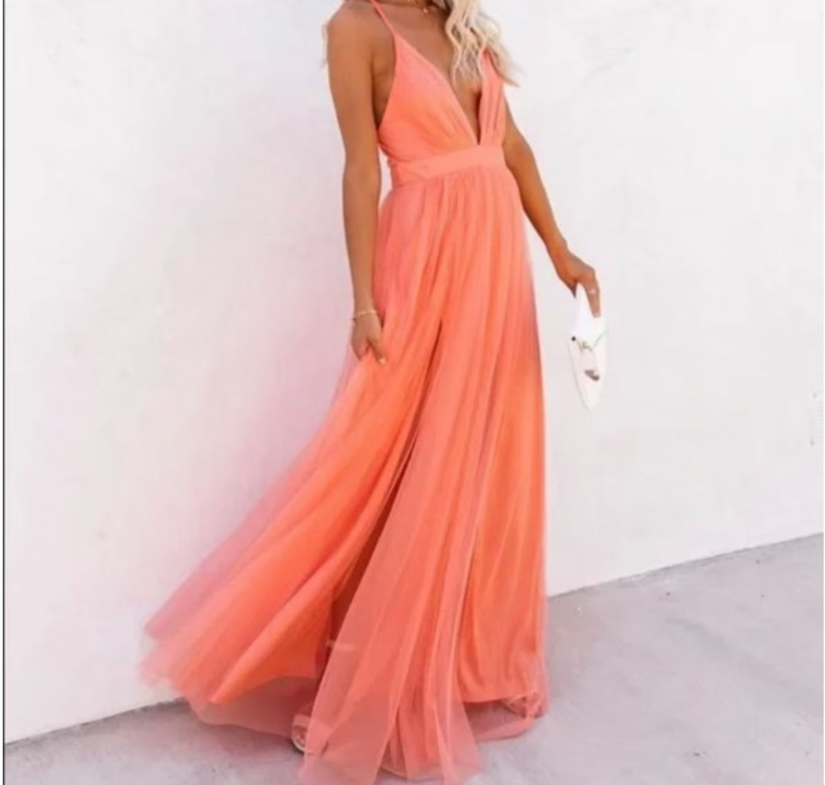 Strapless V-Neck Tie-Dye Midi Dress
