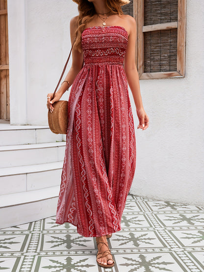 Strapless wide-leg one-piece pants for women