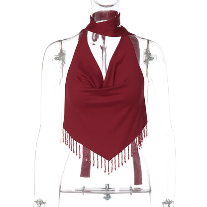 Strappy Back Tie Hollow Out Top