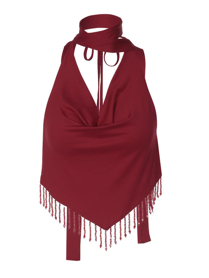 Strappy Back Tie Hollow Out Top