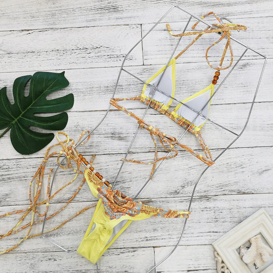 Strappy Backless Bikini Set