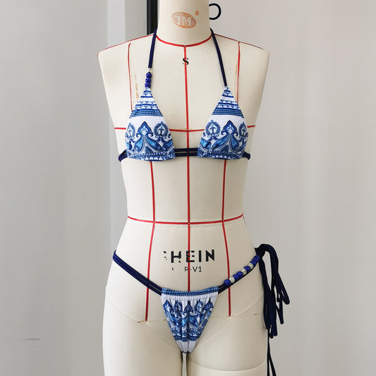 Strappy Backless Bikini Set