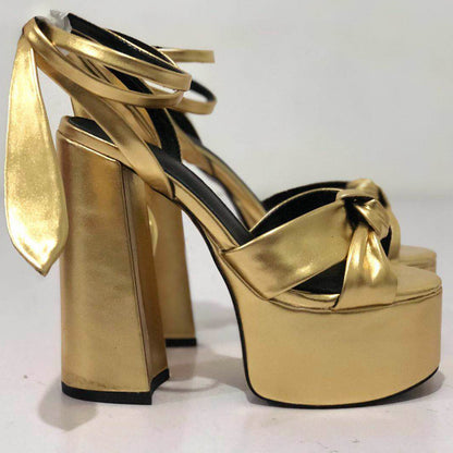 Strappy High Heel Sandals with Bow Detail
