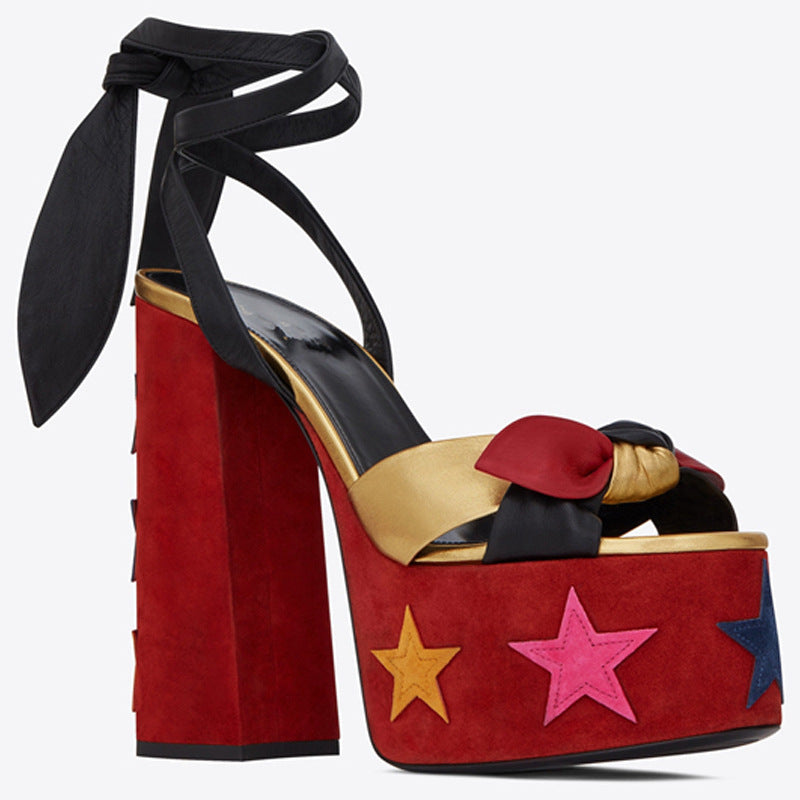 Strappy High Heel Sandals with Bow Detail