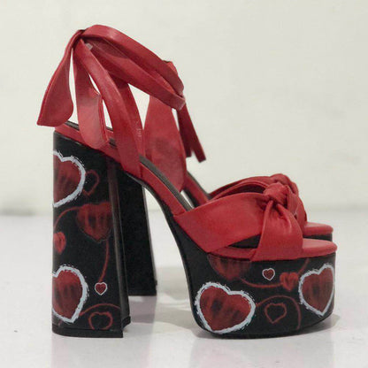 Strappy High Heel Sandals with Bow Detail