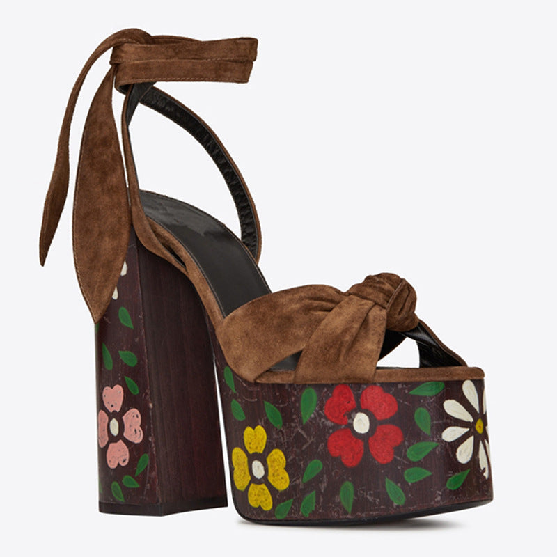 Strappy High Heel Sandals with Bow Detail