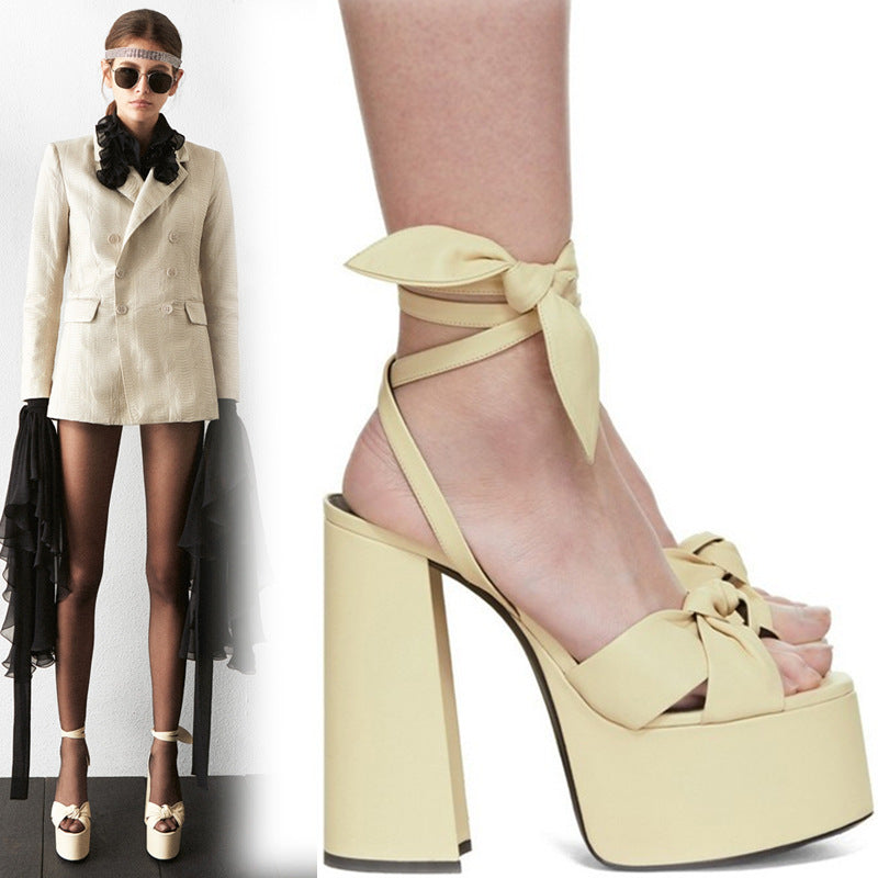 Strappy High Heel Sandals with Bow Detail