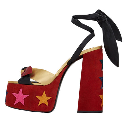 Strappy High Heel Sandals with Bow Detail