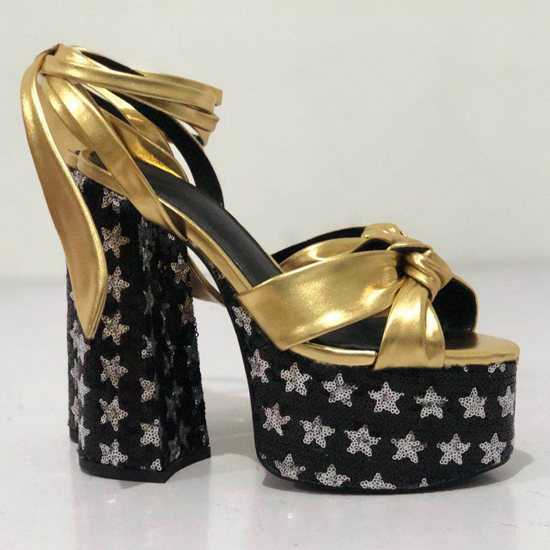 Strappy High Heel Sandals with Bow Detail