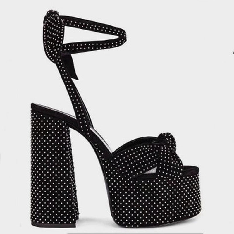 Strappy High Heel Sandals with Bow Detail