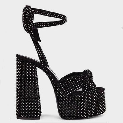 Strappy High Heel Sandals with Bow Detail