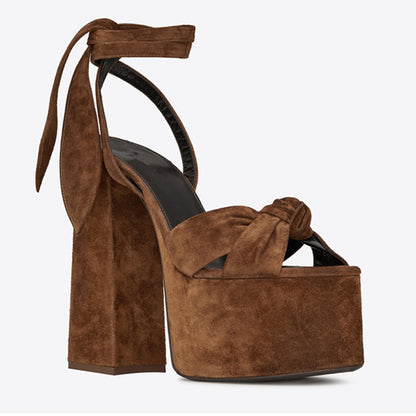 Strappy High Heel Sandals with Bow Detail
