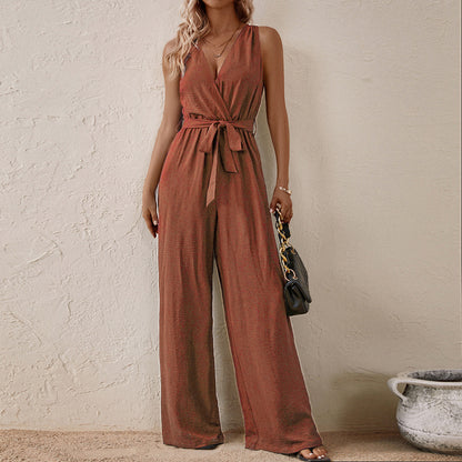 Strappy High Waist Sleeveless Jumpsuit