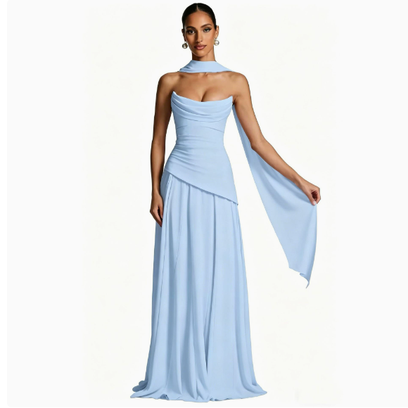Strappy Slim-Fit Tube Evening Dress