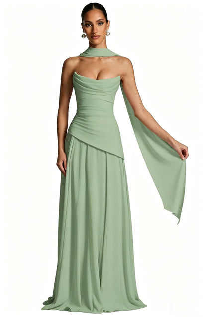 Strappy Slim-Fit Tube Evening Dress