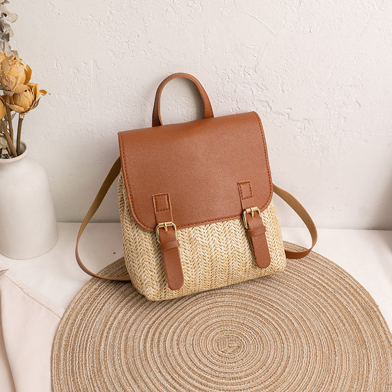 Straw Backpack Large Capacity