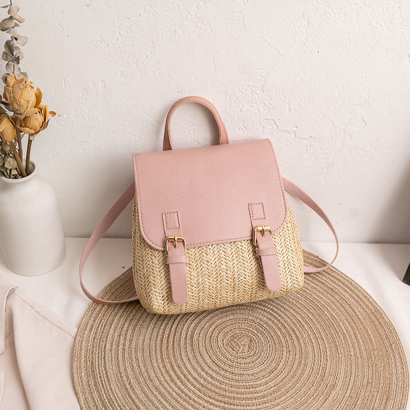 Straw Backpack Large Capacity