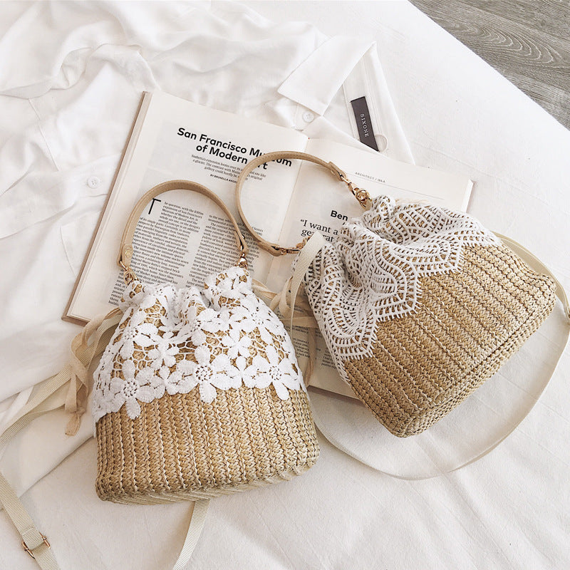 Straw Bucket Shoulder Bag