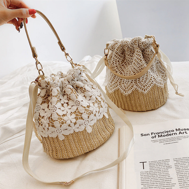 Straw Bucket Shoulder Bag
