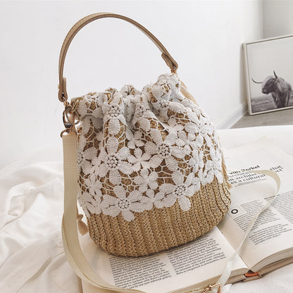 Straw Bucket Shoulder Bag