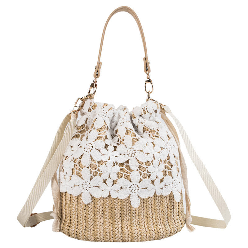 Straw Bucket Shoulder Bag
