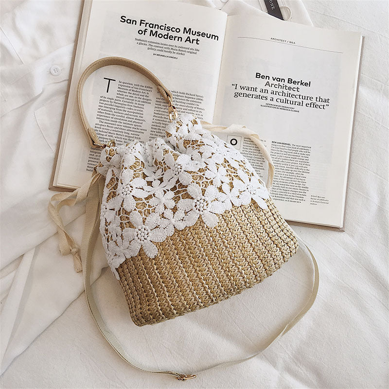 Straw Bucket Shoulder Bag