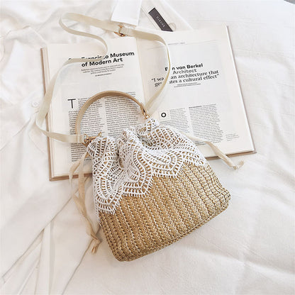 Straw Bucket Shoulder Bag