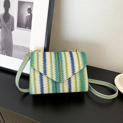Straw Color Striped Shoulder Bag