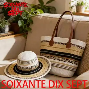 Straw tote bag set