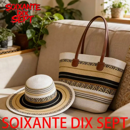 Straw tote bag set