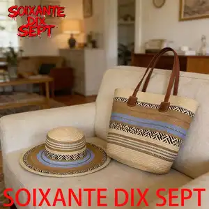 Straw tote bag set