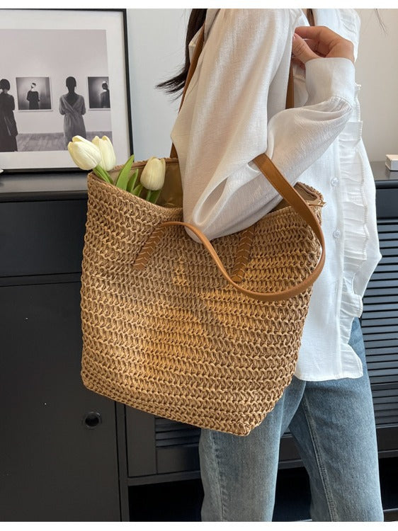 Straw Woven Bag Large Capacity Travel Tote