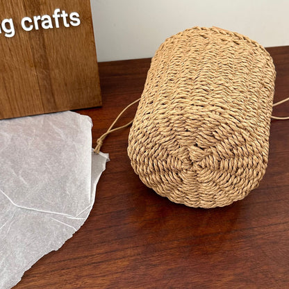 Straw Woven Drawstring Bucket Bag