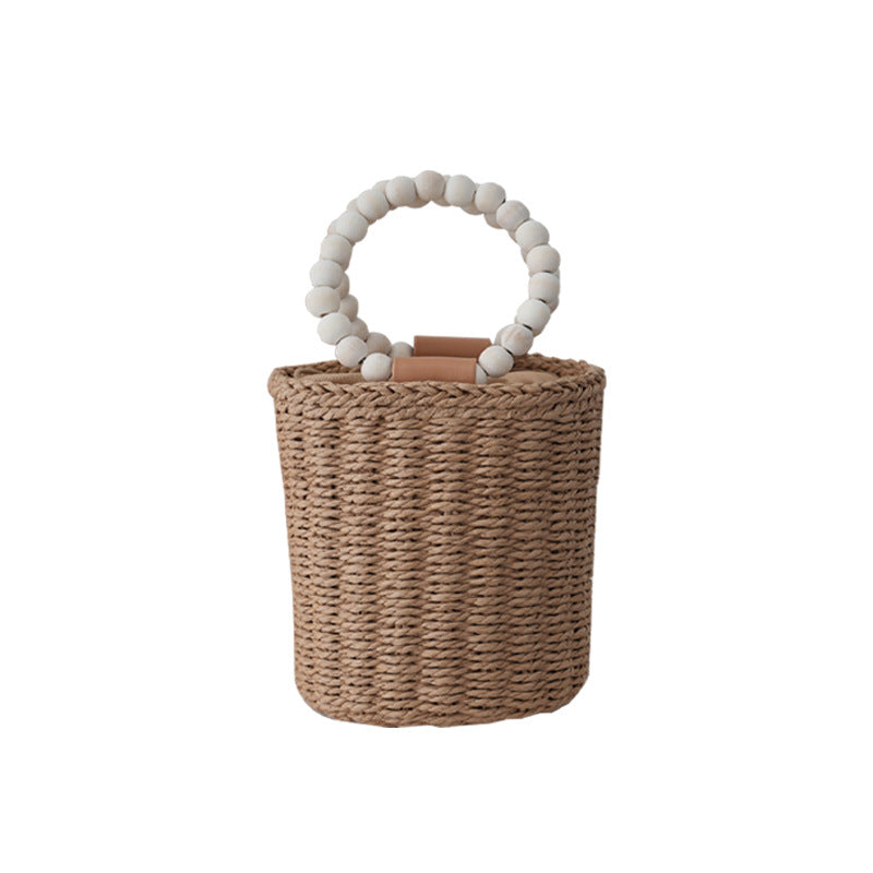 Straw Woven Drawstring Bucket Bag
